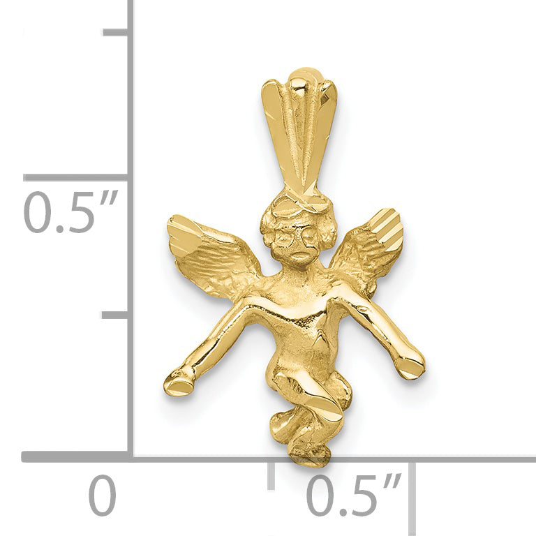 10k Satin & Diamond-cut Angel Charm