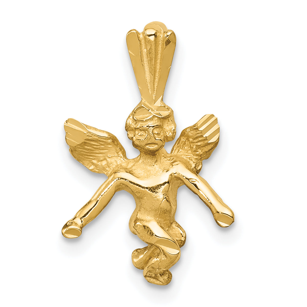 10k Satin & Diamond-cut Angel Charm