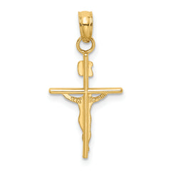 10k Two-tone INRI Crucifix Pendant