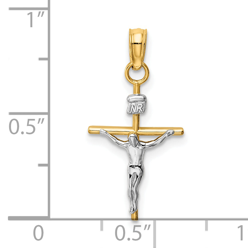 10k Two-tone INRI Crucifix Pendant