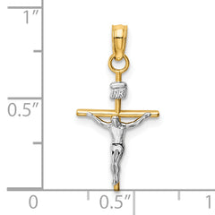 10k Two-tone INRI Crucifix Pendant