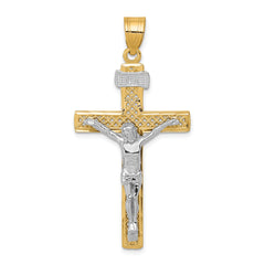 10k Two-tone INRI Crucifix Pendant