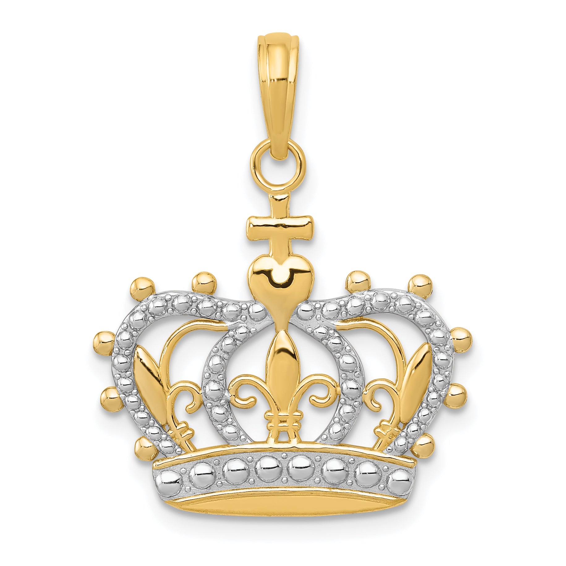 10K W/Rhodium Crown Pendant