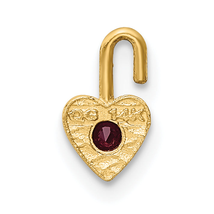 10ky January Synthetic Birthstone Heart Charm