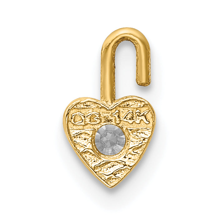 10ky April Synthetic Birthstone Heart Charm