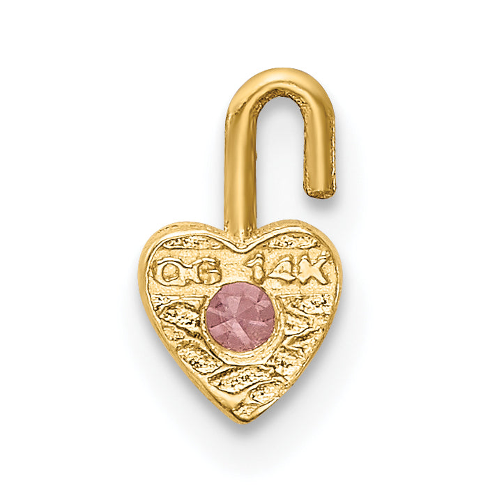 10ky October Synthetic Birthstone Heart Charm