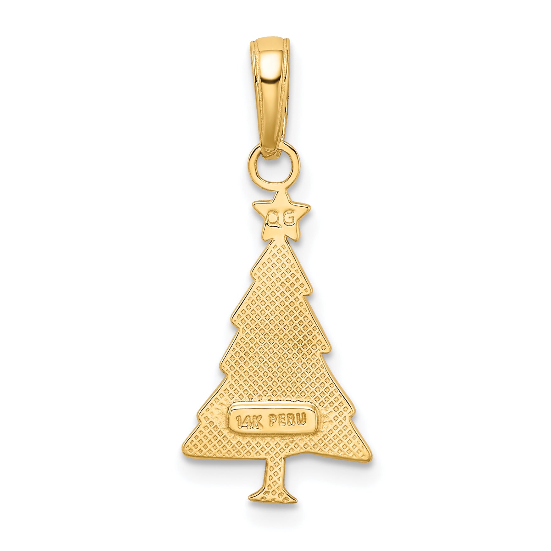 10K Polished Christmas Tree Pendant