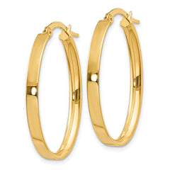 10k 3mm Oval Hoop Earrings