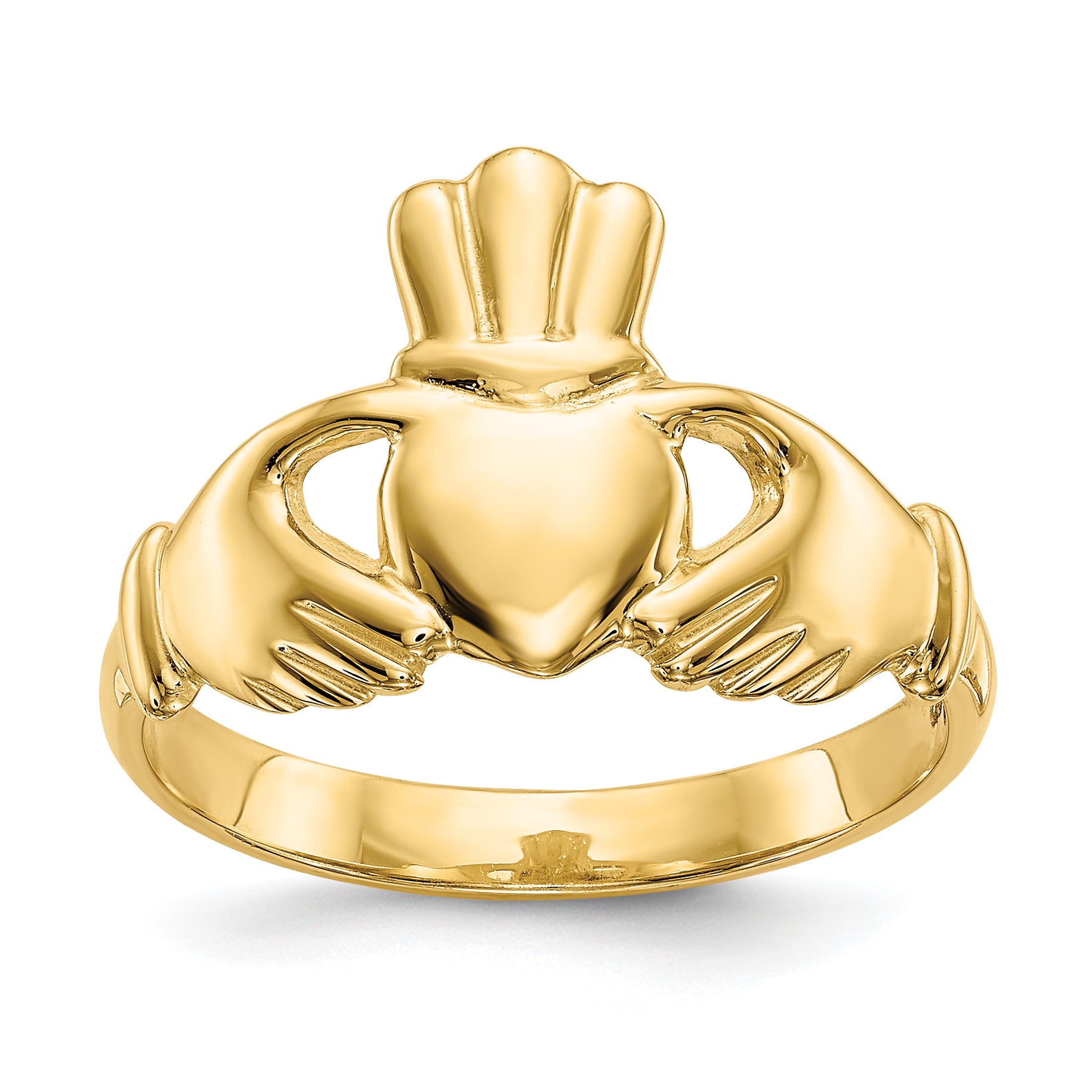 10k Polished Claddagh Ring