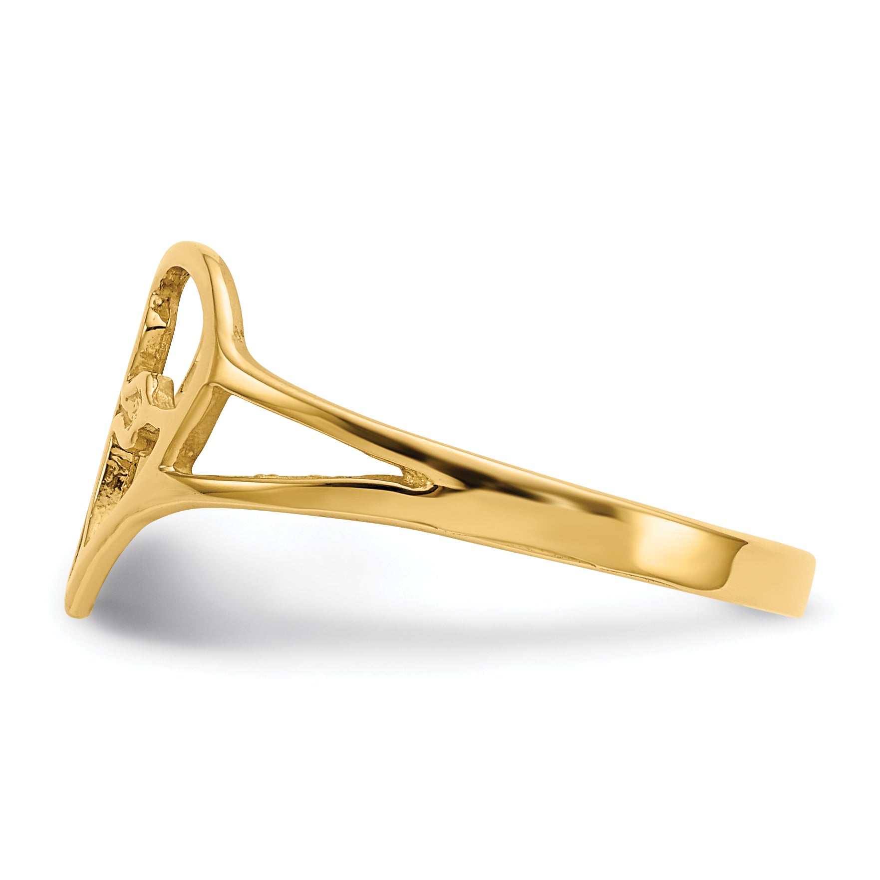 10k Cross in Heart Ring