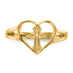 10k Cross in Heart Ring