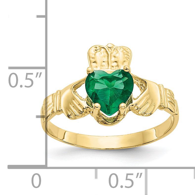 10k May Birthstone Claddagh Ring