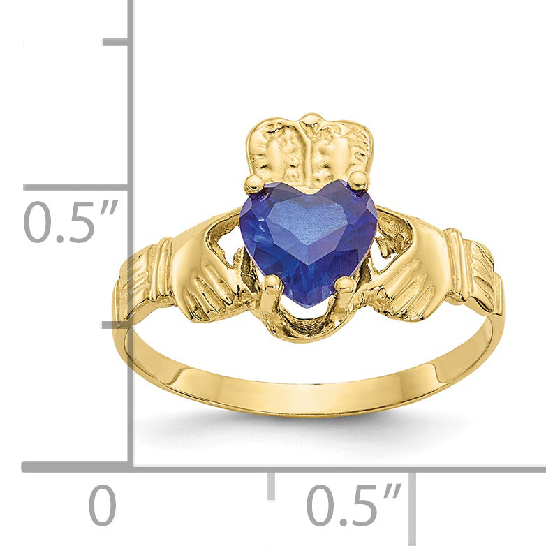 10k September Birthstone Claddagh Ring