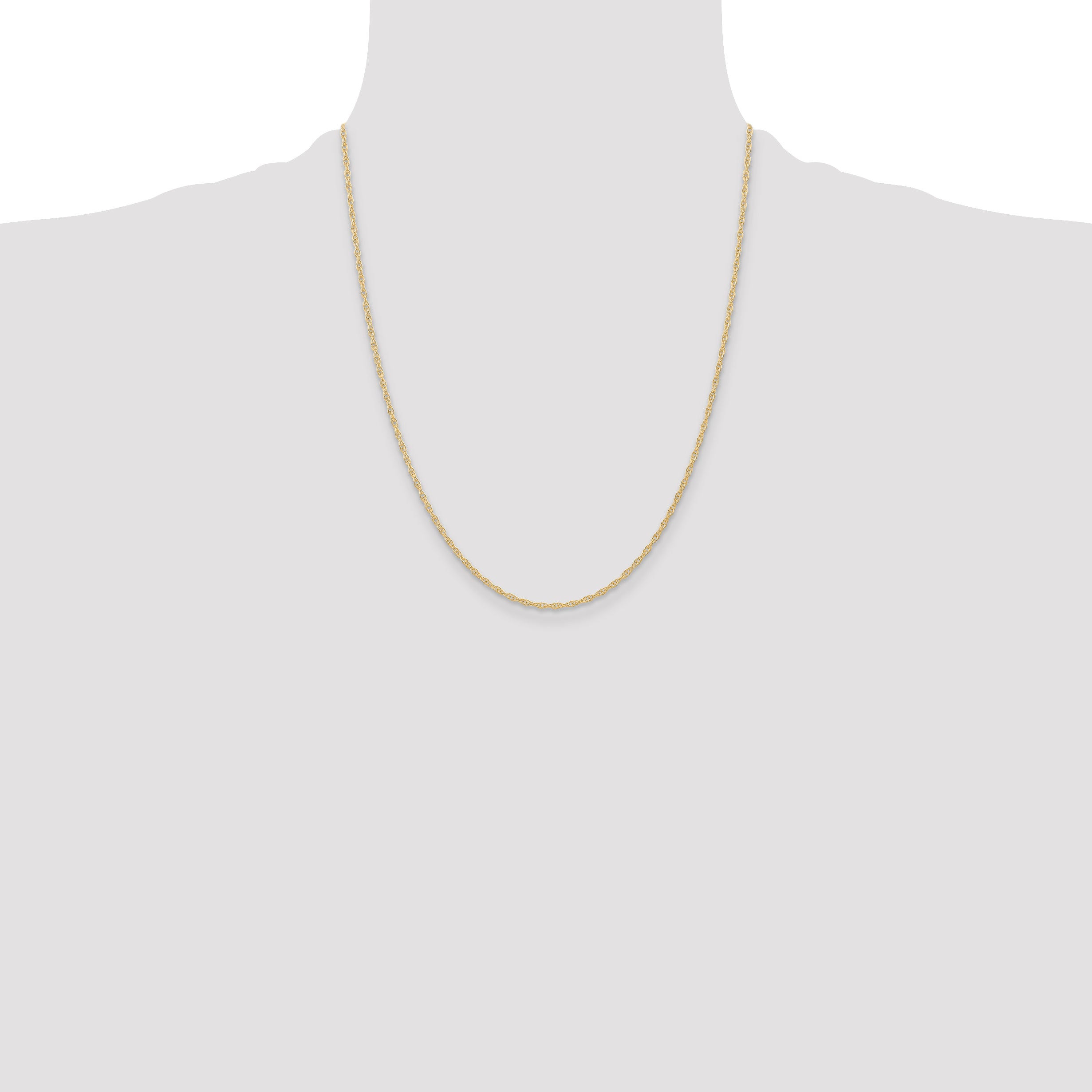 14K Gold Polished Cable Rope Necklace with Spring Ring Clasp 16 Inch