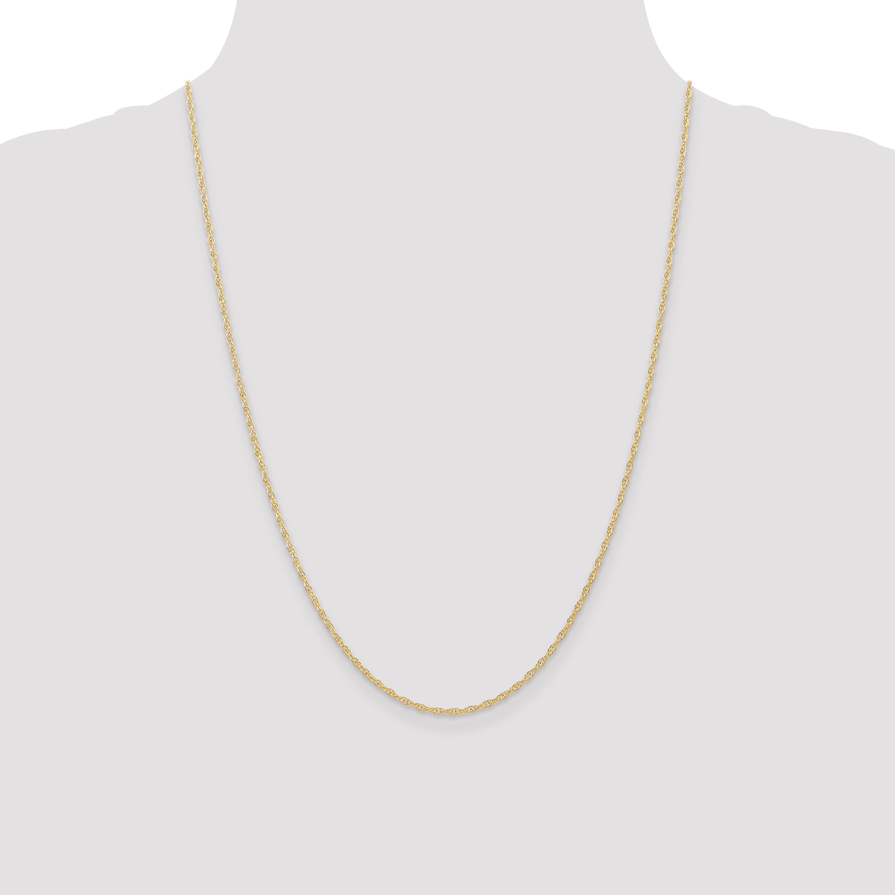 14K Gold Polished Cable Rope Necklace with Spring Ring Clasp 16 Inch