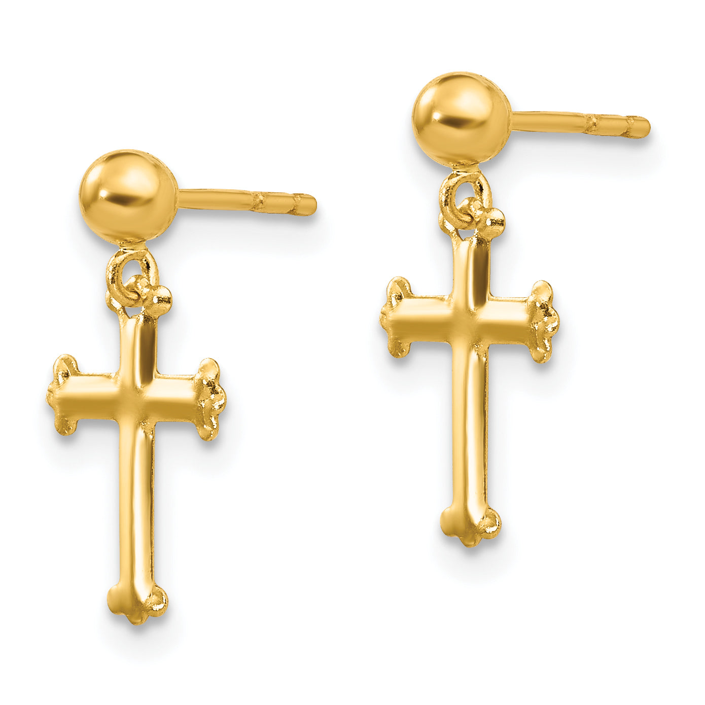 10K Cross Dangle Post Earrings