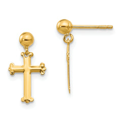 10K Cross Dangle Post Earrings