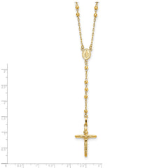 10k Diamond-cut 3mm Beaded Semi-solid Rosary Necklace