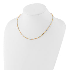 10K Tri-color Diamond-cut Beaded 18in Necklace