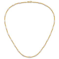 10K Tri-color Diamond-cut Beaded 18in Necklace