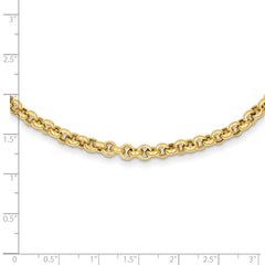 10k 18in 5mm Polished Fancy Rolo Link Necklace