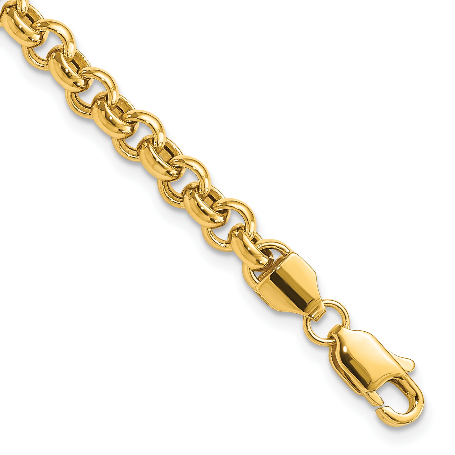 10k 8.5in 5mm Polished Fancy Rolo Link Bracelet