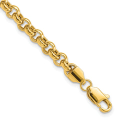 10k 8.5in 5mm Polished Fancy Rolo Link Bracelet