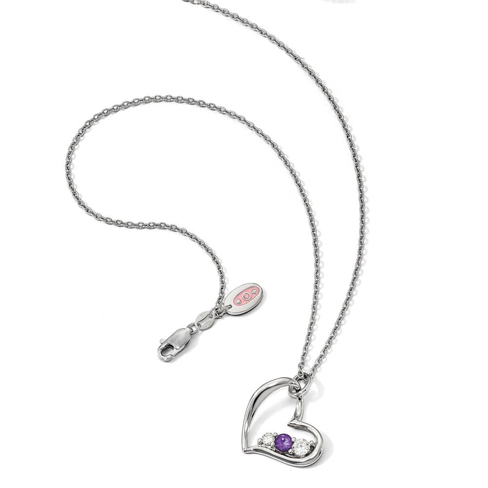 Sterling Silver Survivor Clear & Purple Swarovski Topaz Heart Strength Neck