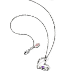 Sterling Silver Survivor Clear & Purple Swarovski Topaz Heart Strength Neck