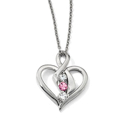 Sterling Silver Survivor Clear & Pink Swarovski Topaz Heather Necklace