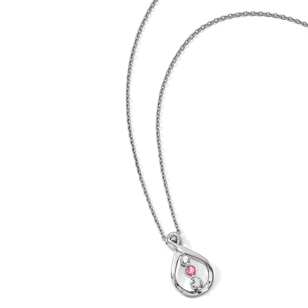 10k White Gold Survivor Clear/Pink Swarovski Topaz Runzi Necklace