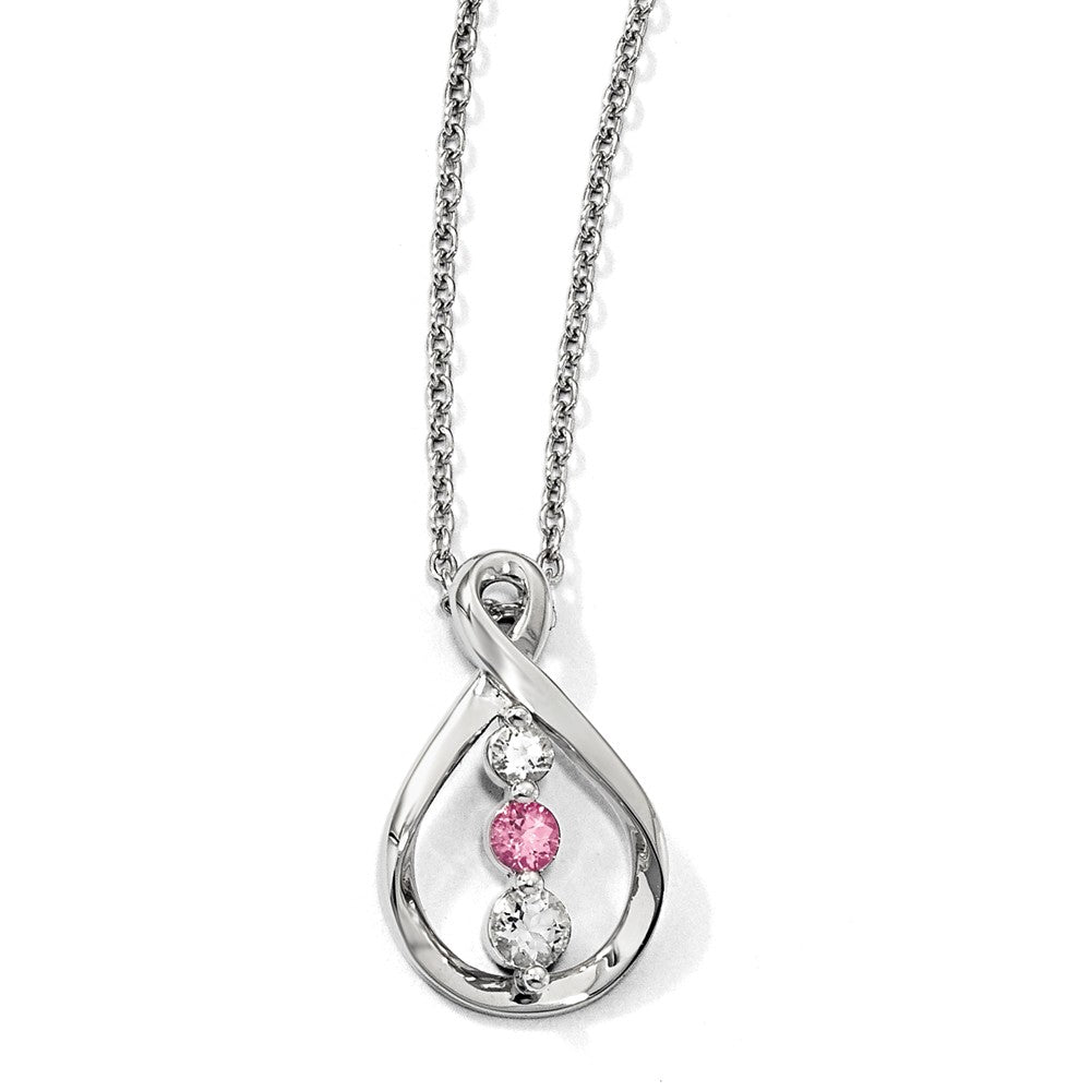 10k White Gold Survivor Clear/Pink Swarovski Topaz Runzi Necklace