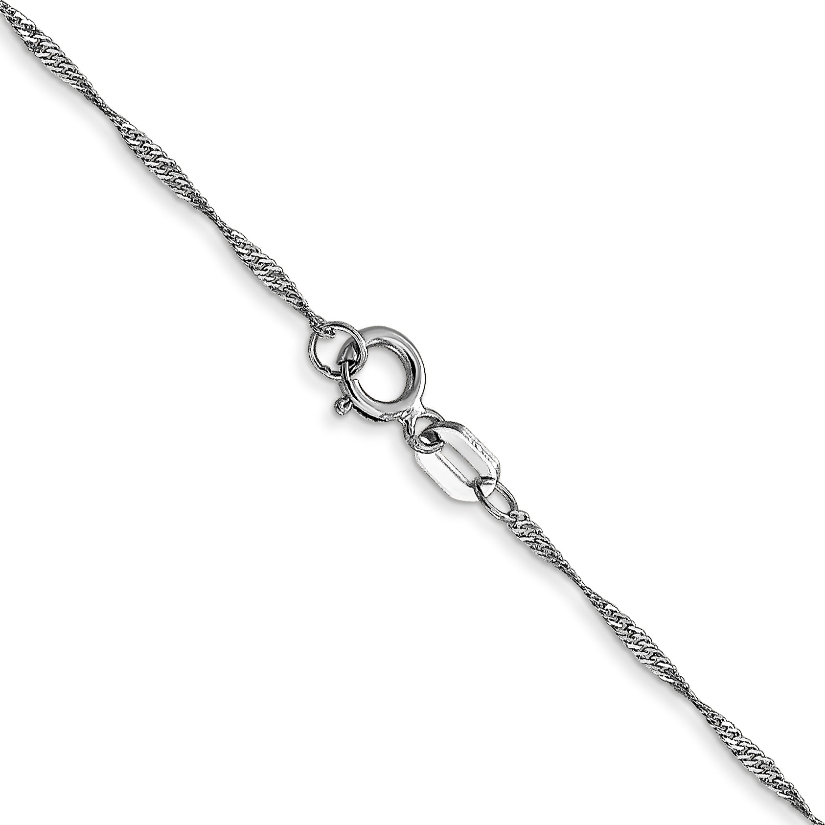 14K White Gold 16 inch Carded 1mm Singapore with Spring Ring Clasp Chain