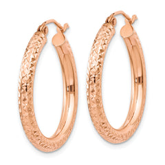 10K Rose Gold 3mm Diamond-cut Hoop