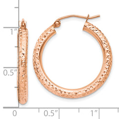 10K Rose Gold 3mm Diamond-cut Hoop