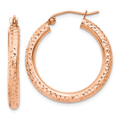 10K Rose Gold 3mm Diamond-cut Hoop