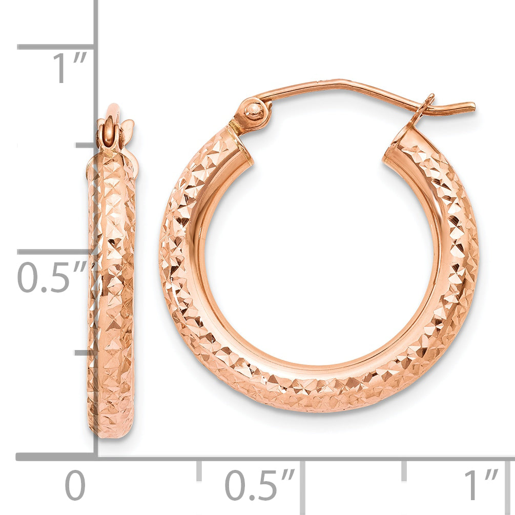 10K Rose Gold 3mm Diamond-cut Hoop