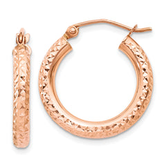 10K Rose Gold 3mm Diamond-cut Hoop