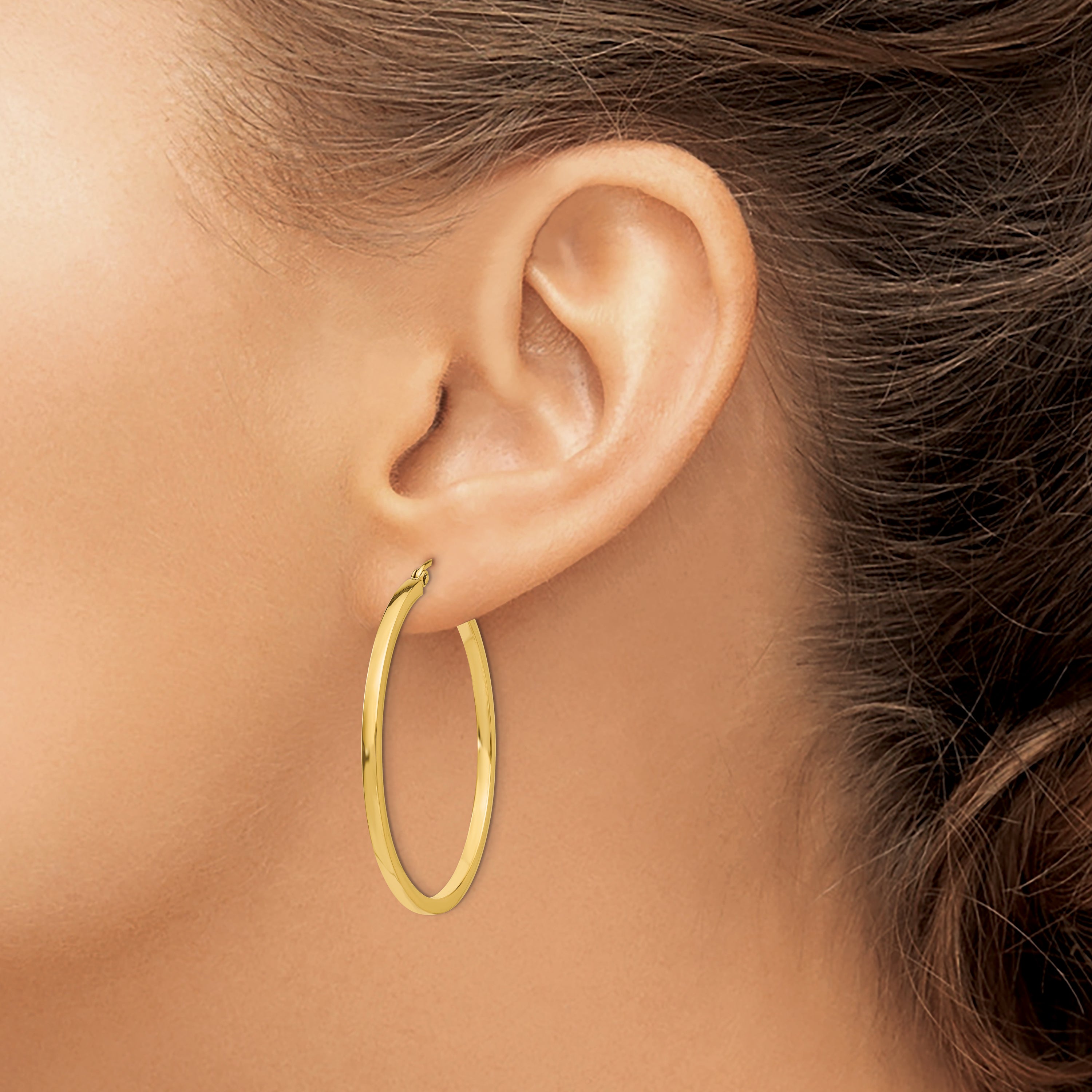 10k 2mm Square Tube Hoop Earrings