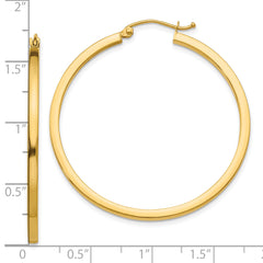 10k 2mm Square Tube Hoop Earrings