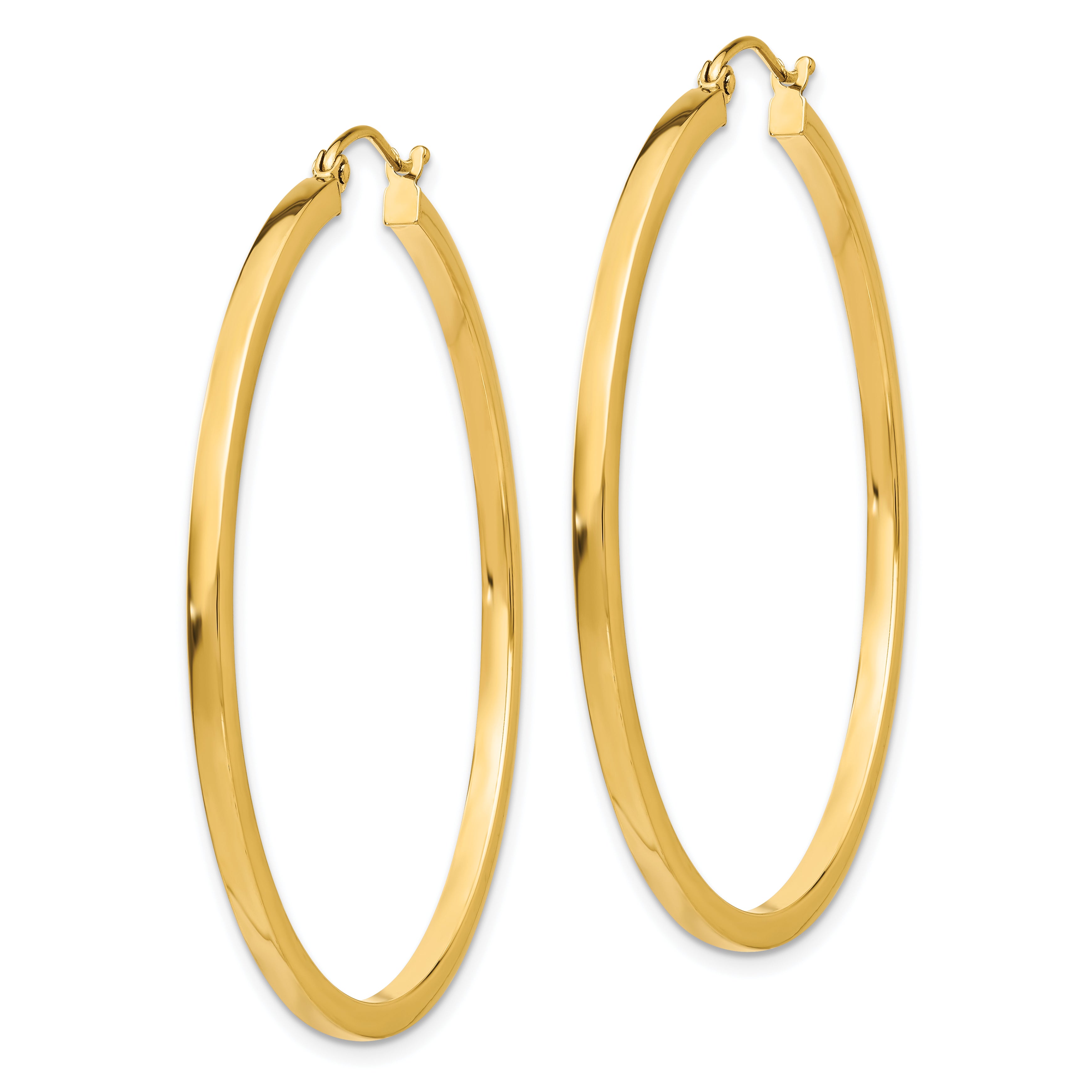 10k 2mm Square Tube Hoop Earrings