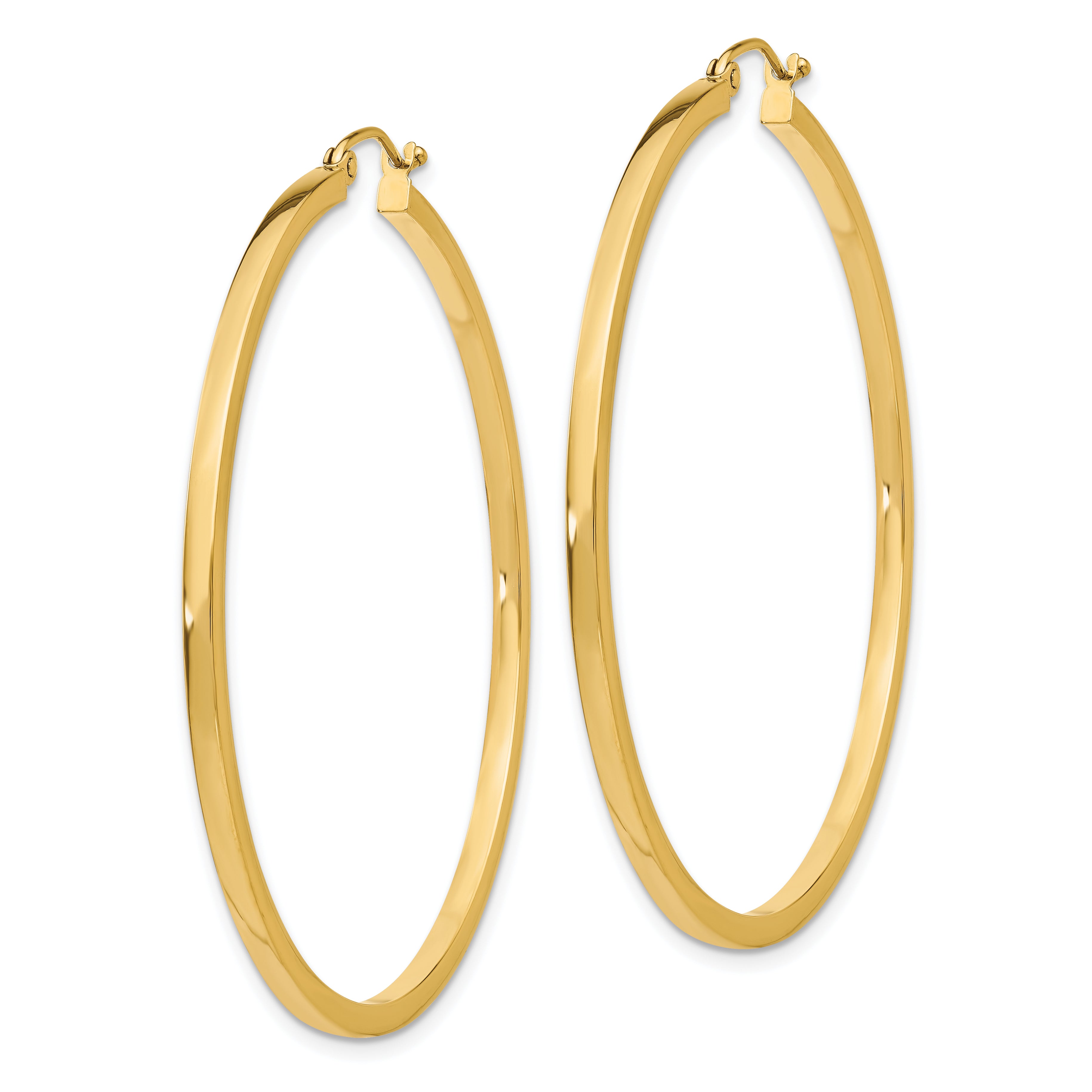 10k 2mm Square Tube Hoop Earrings