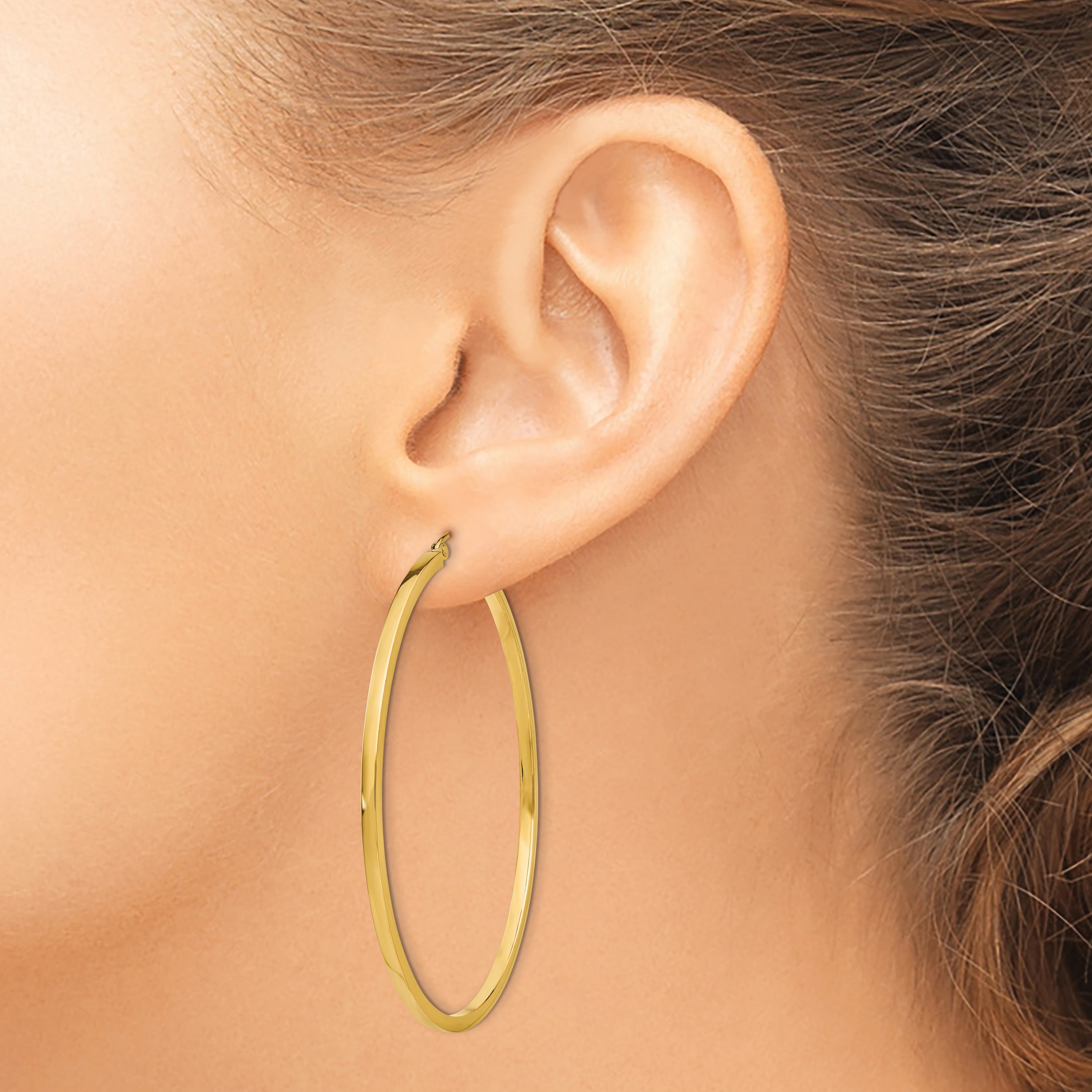 10k 2mm Square Tube Hoop Earrings