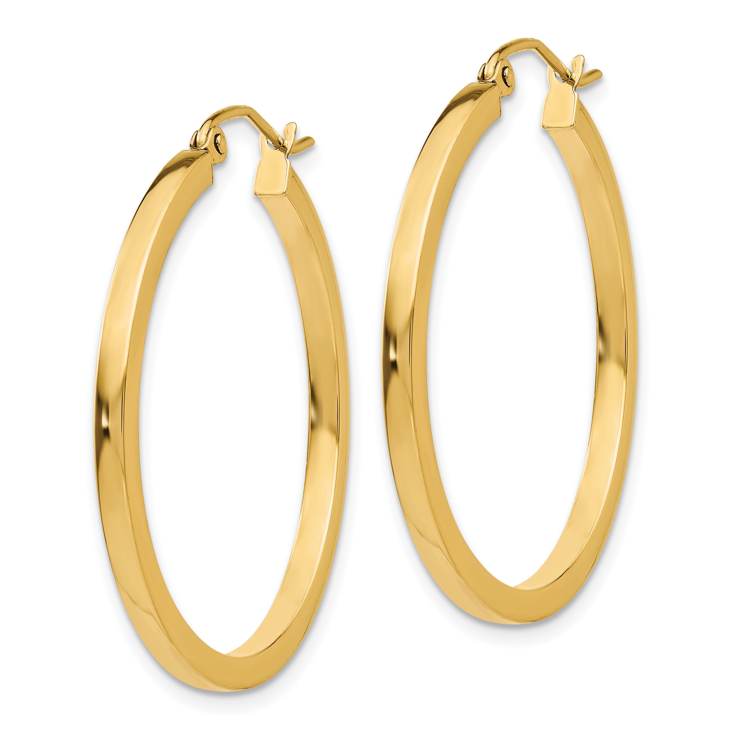 10k 2mm Square Tube Hoop Earrings