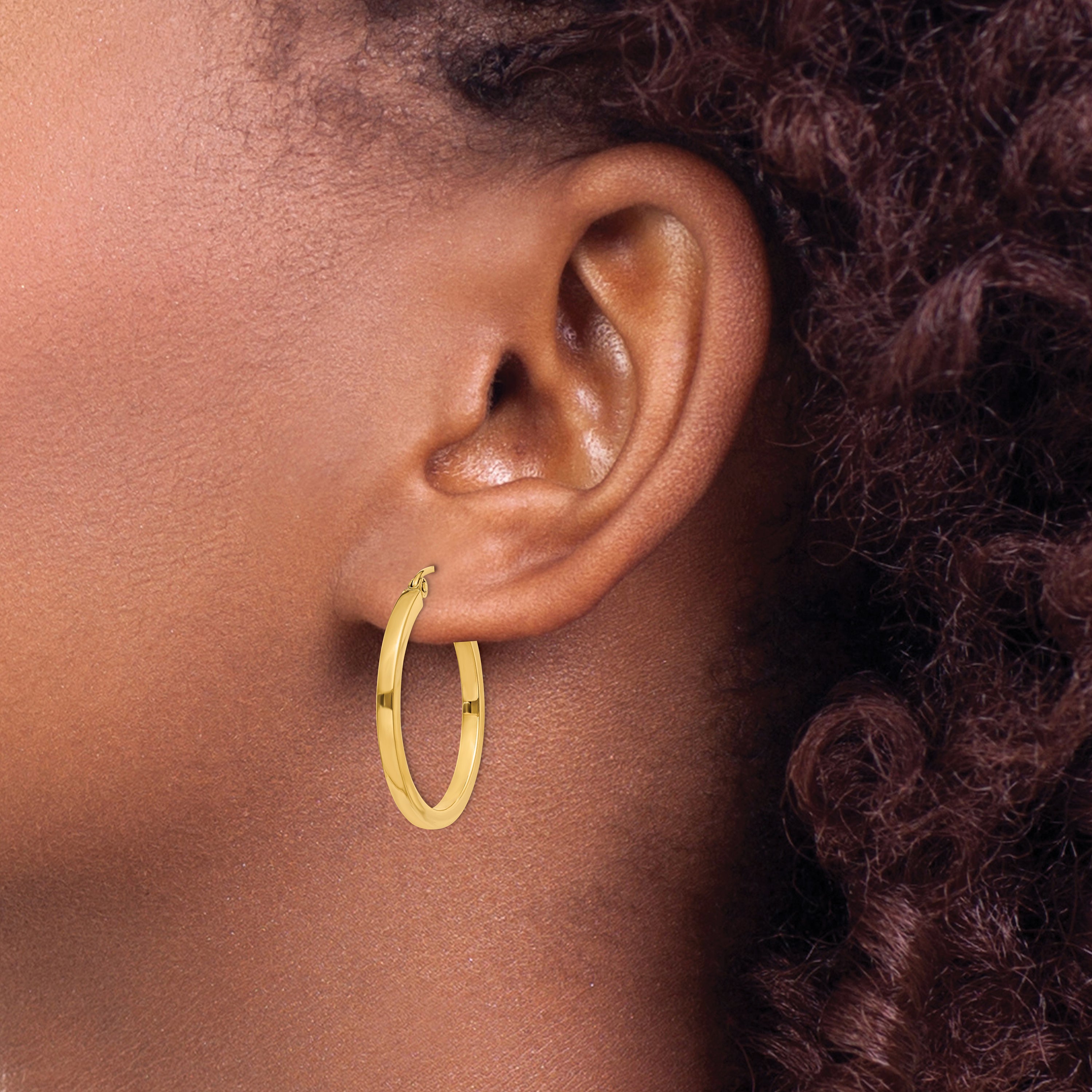 10k 2mm Square Tube Hoop Earrings