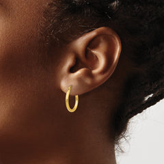 10K Polished 2mm Lightweight Tube Hoop Earrings