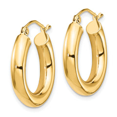 10k Polished 4mm Tube Hoop Earrings