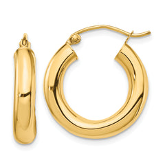 10k Polished 4mm Tube Hoop Earrings