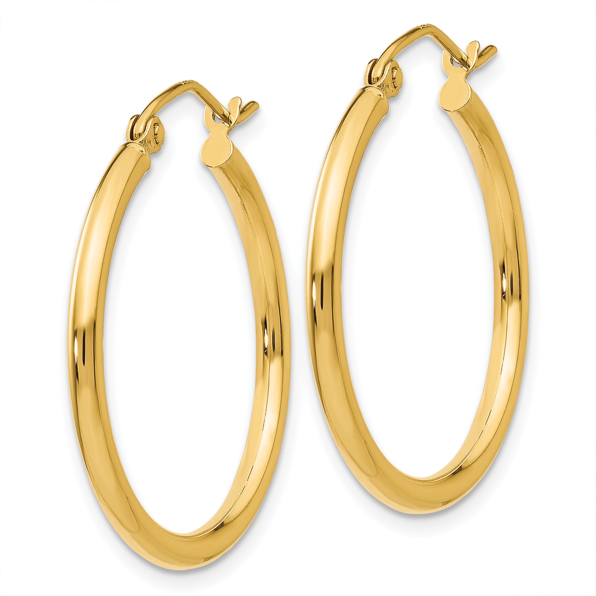 10K Polished 2mm Lightweight Tube Hoop Earrings