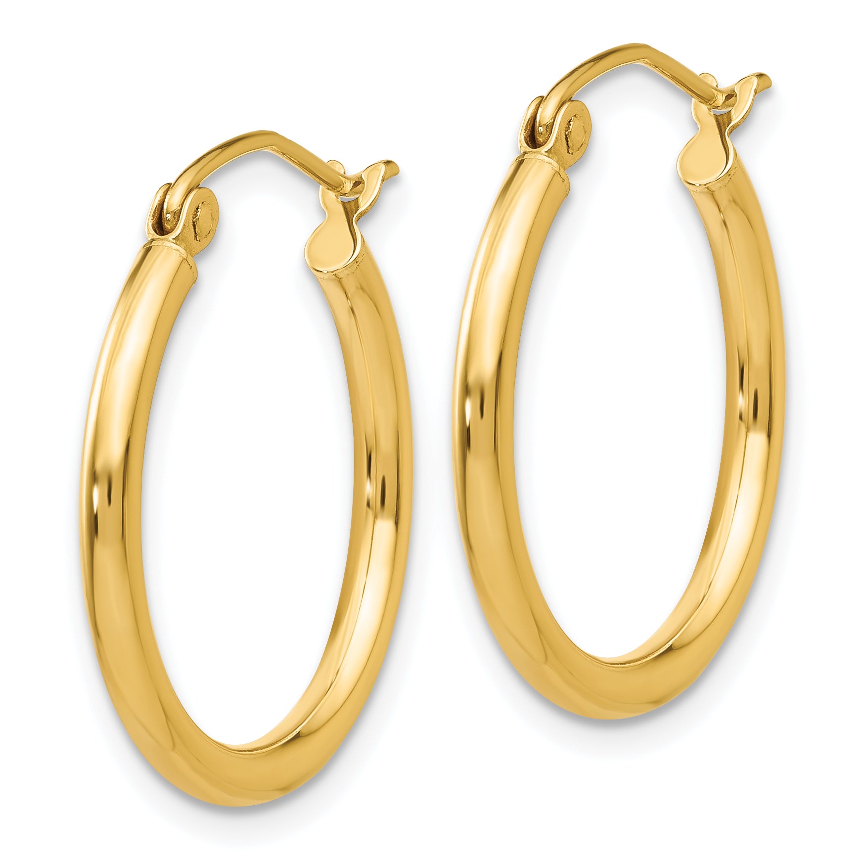 10K Polished 2mm Lightweight Tube Hoop Earrings